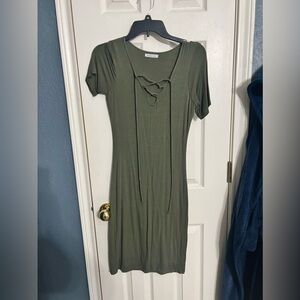 Olive form fitting dress